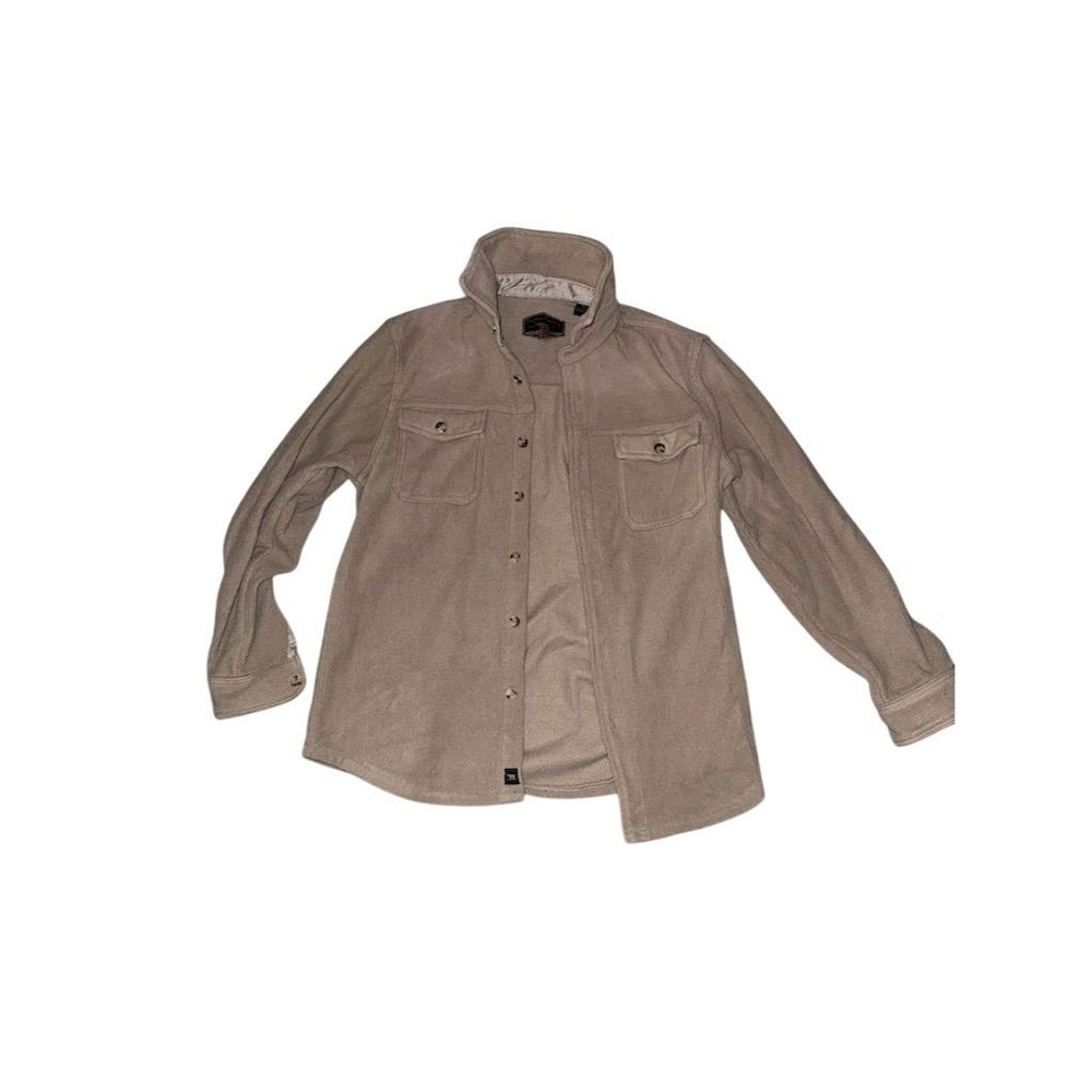 Freedom Foundry Men's Tan Plush Shirt Jacket M Casual Button-Up shacketSoft